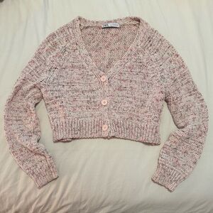 Zara Pink Speckled Knit Cardigan